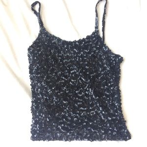 Black sheer sequin tank top size small